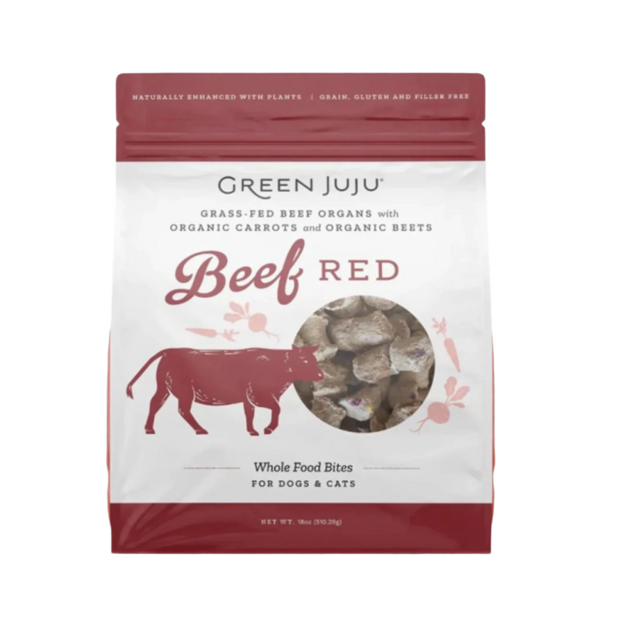 Green Juju Dog Freeze Dried Topper Beef Red 18oz.