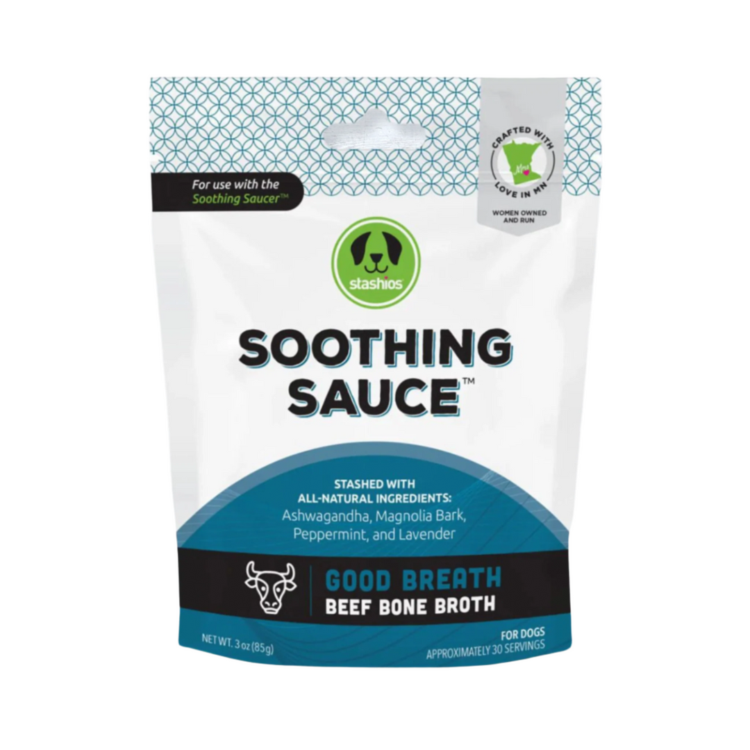 Soothing Sauce Beef Bone Broth Dog Supplement - 3oz Bulk Pouch for Good Breath