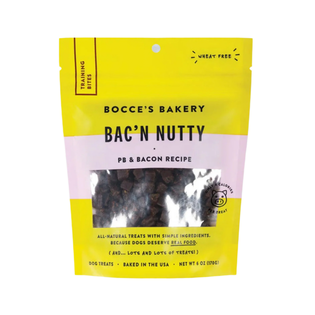 Bocces Bakery PB & Bacon Dog Treats Bag, Wheat-free Bac'n Nutty Crunchy Cookies