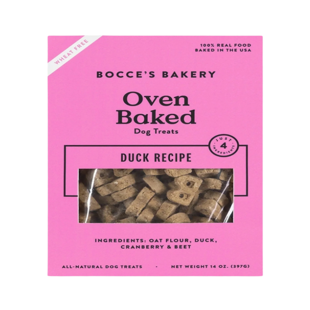 Delightful duck-shaped dog biscuits from Bocce's Bakery, a provider of high-quality natural pet treats.