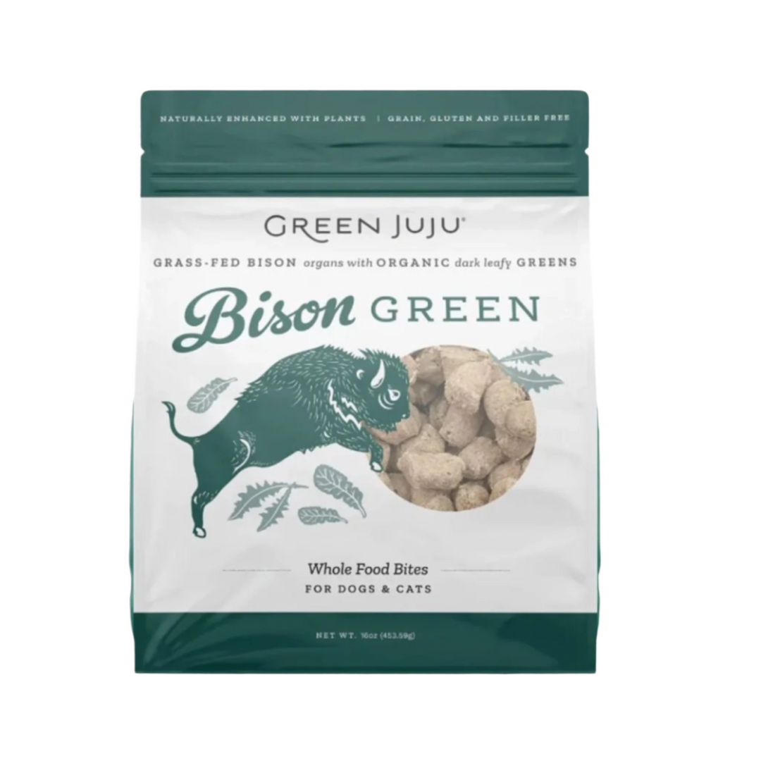 Green Juju Dog Freeze Dried Topper Bison Green 16oz.