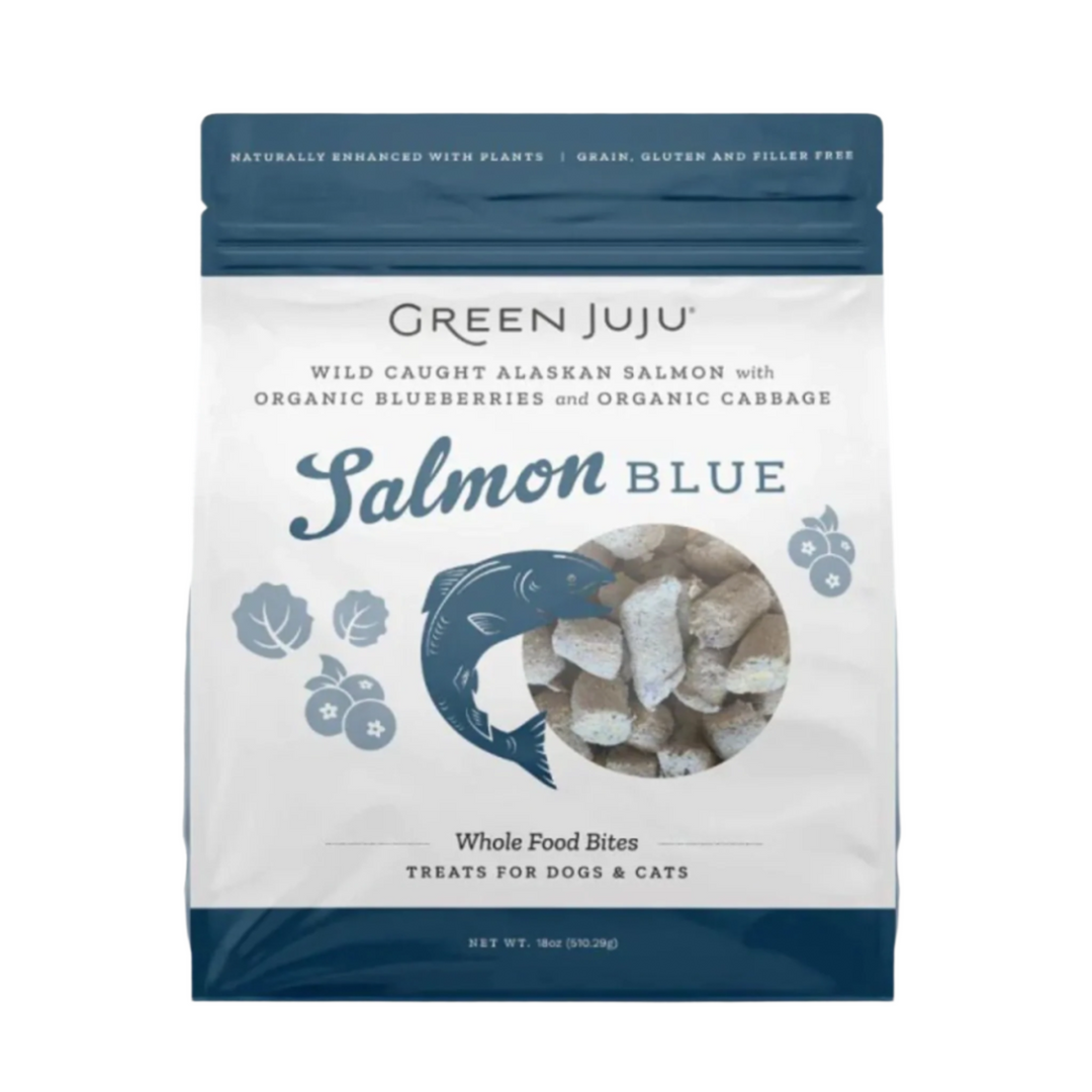 Green Juju Dog Freeze Dried Topper Salmon Blue 18oz.