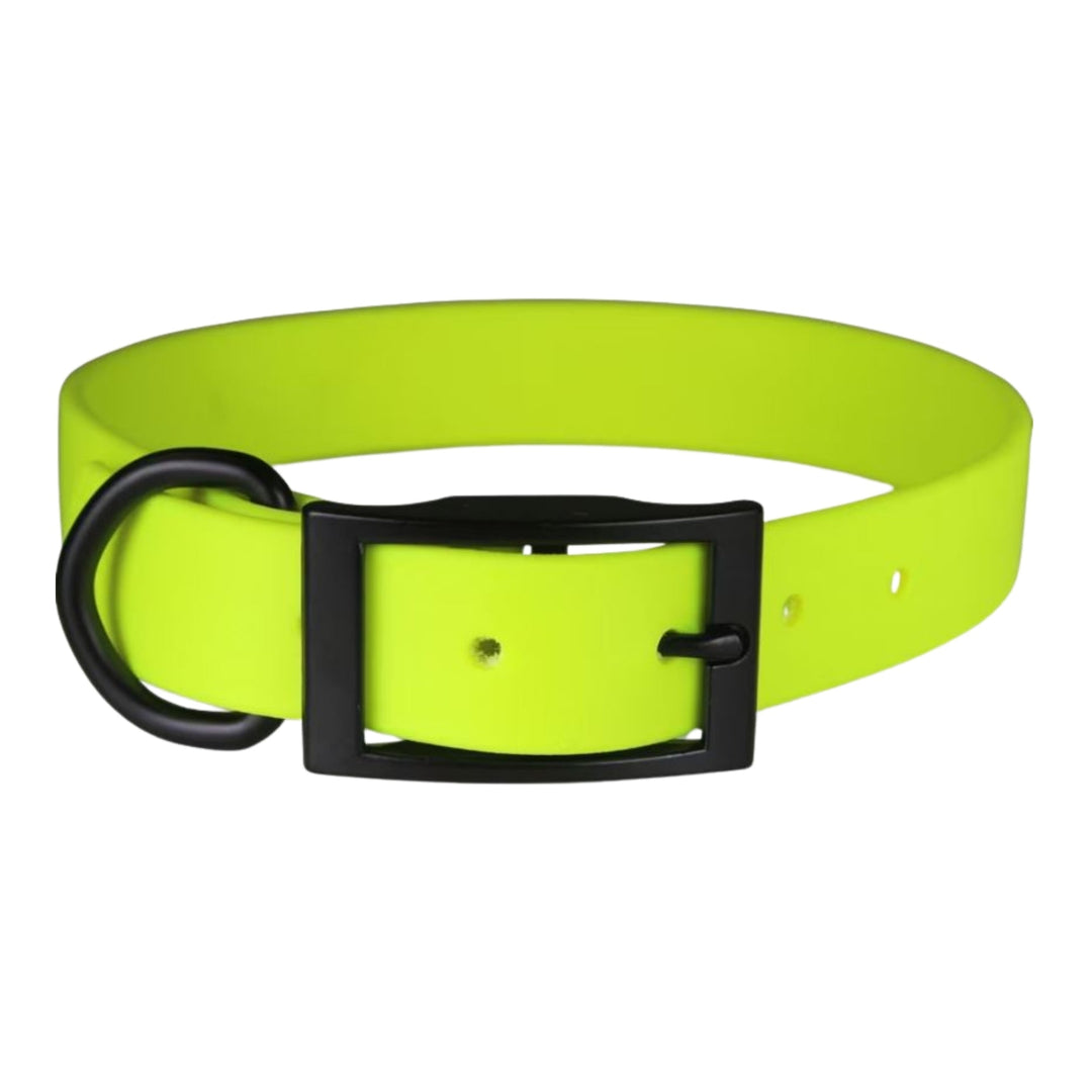 Omni Pet Neon Yellow Biothane Dog Collar with Black Hardware 1x24in