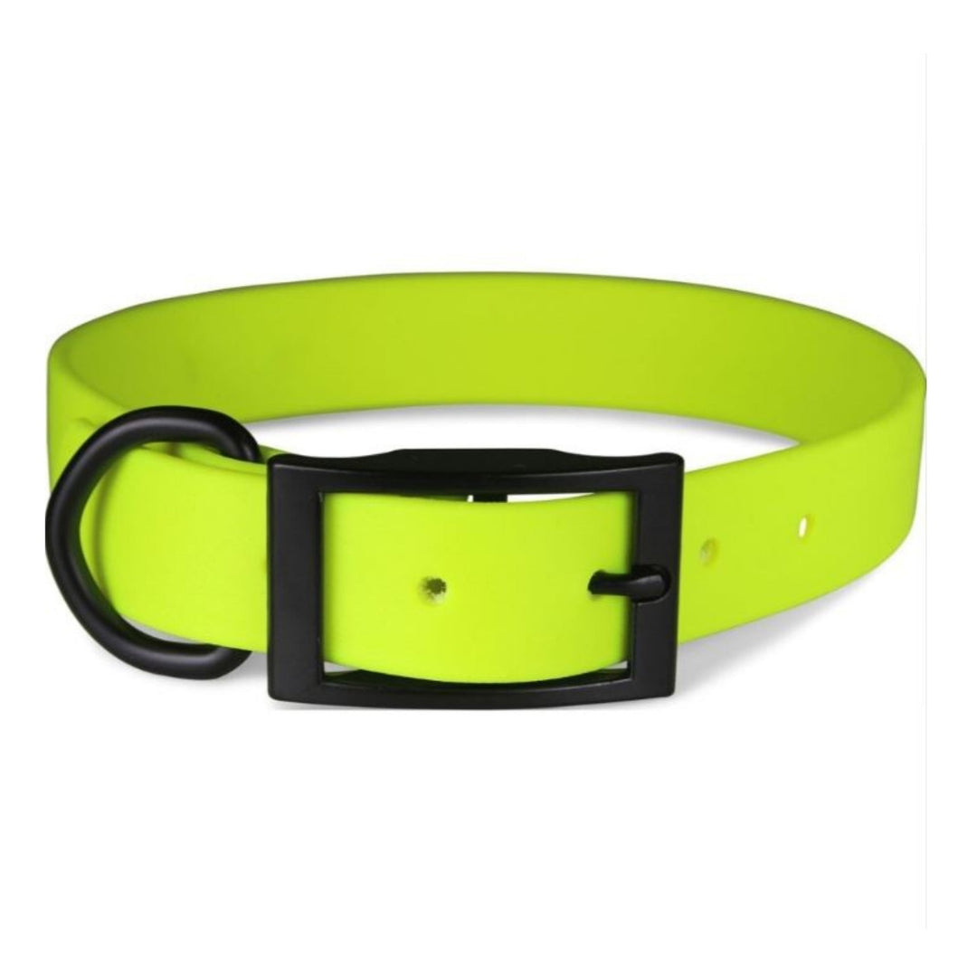 Omni Pet Neon Yellow Biothane Dog Collar with Black Hardware 1x26in