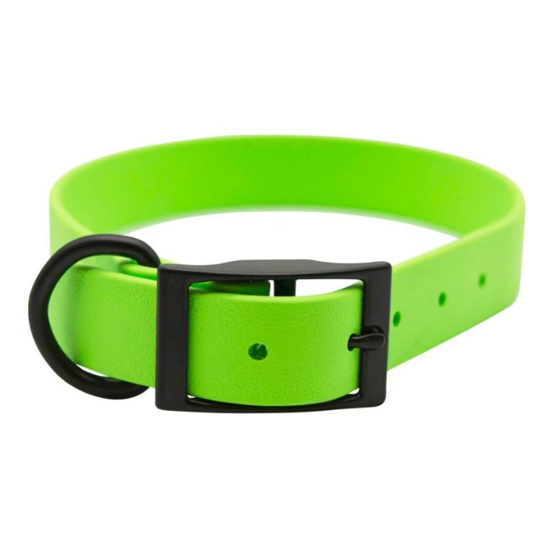 Omni Pet Lime Green Biothane Dog Collar with Black Hardware 1x22in.