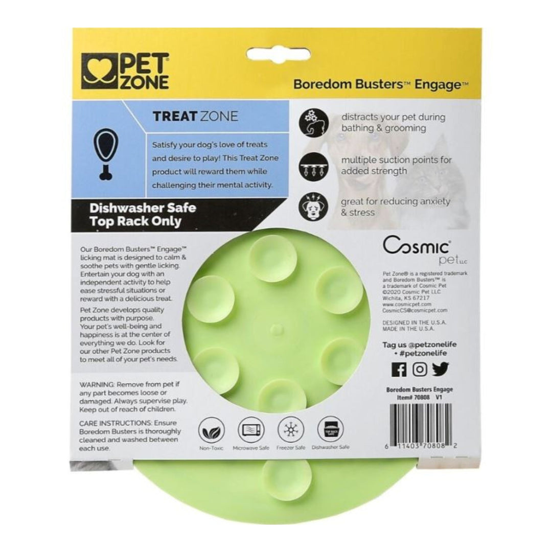 Pet Zone Boredom Busterz Engage Slow Feeder Lick Mat Green