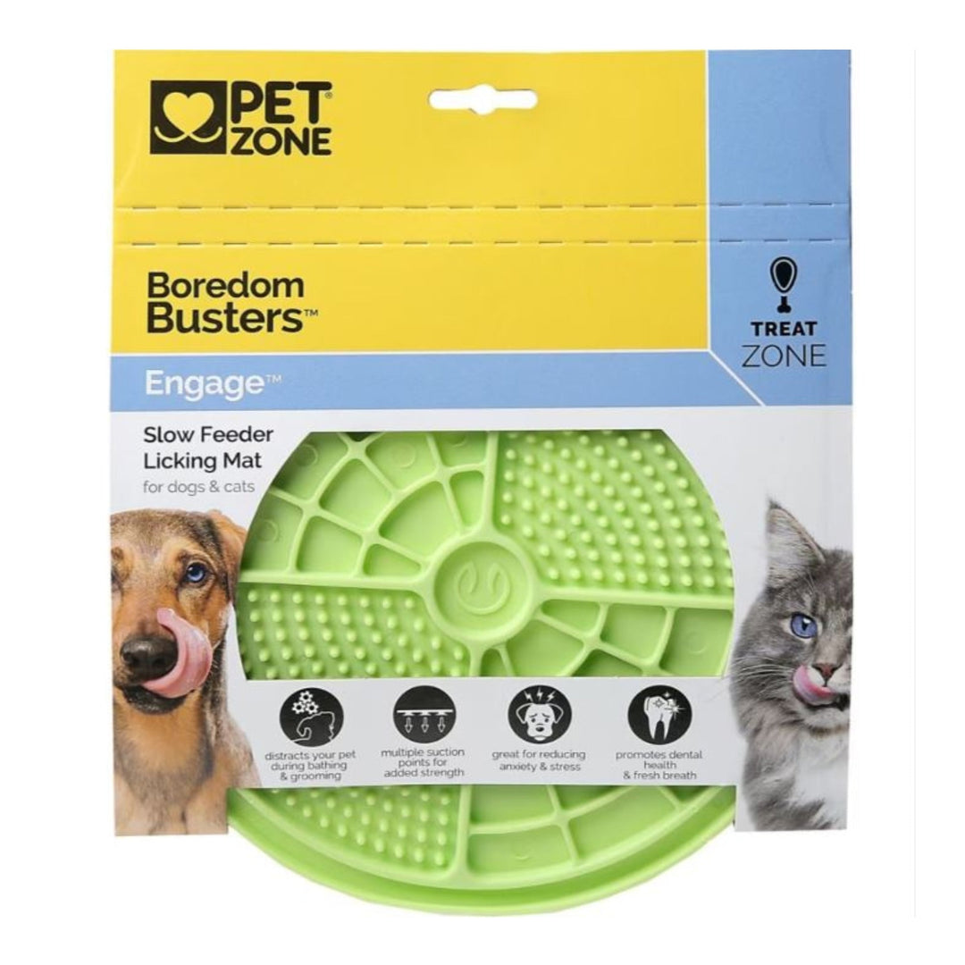 Pet Zone Boredom Busterz Engage Slow Feeder Lick Mat Green