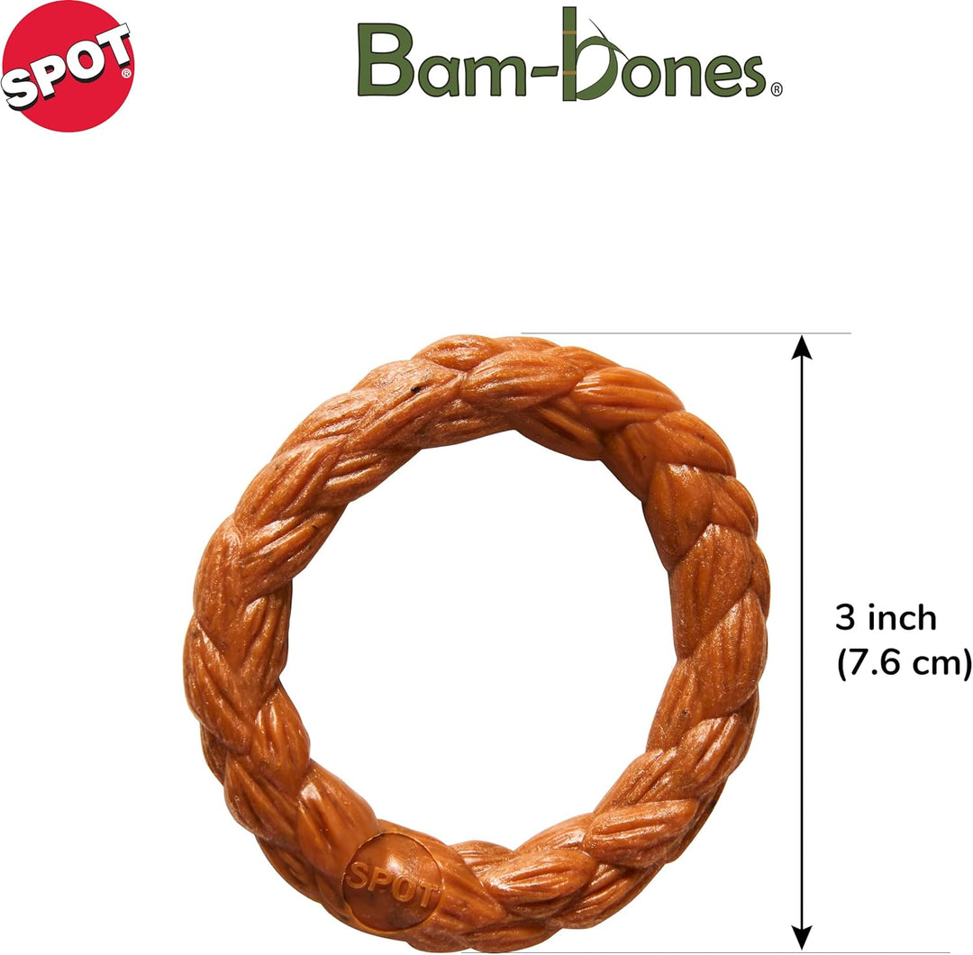 Bam-Bone Bamboo Braid Ring Dog Toy Hickory 3in