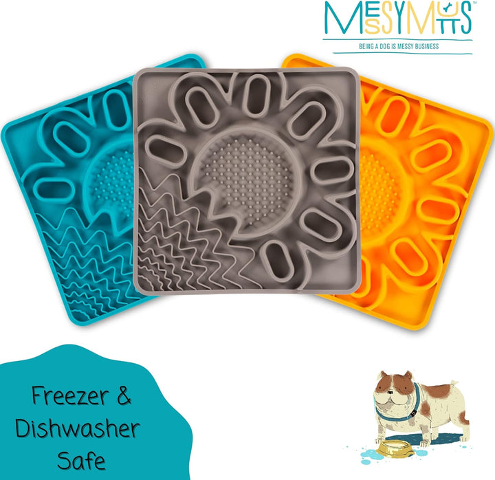 Messy Mutts Dog Cat Framed Silicone Interactive Multi Surface Mat Blue