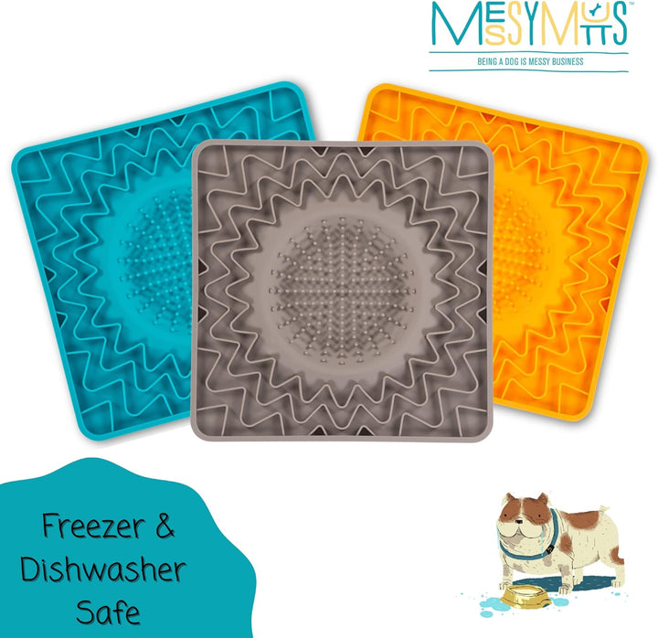 Messy Mutts Dog Cat Framed Silicone Interactive Licking Bowl Mat Blue