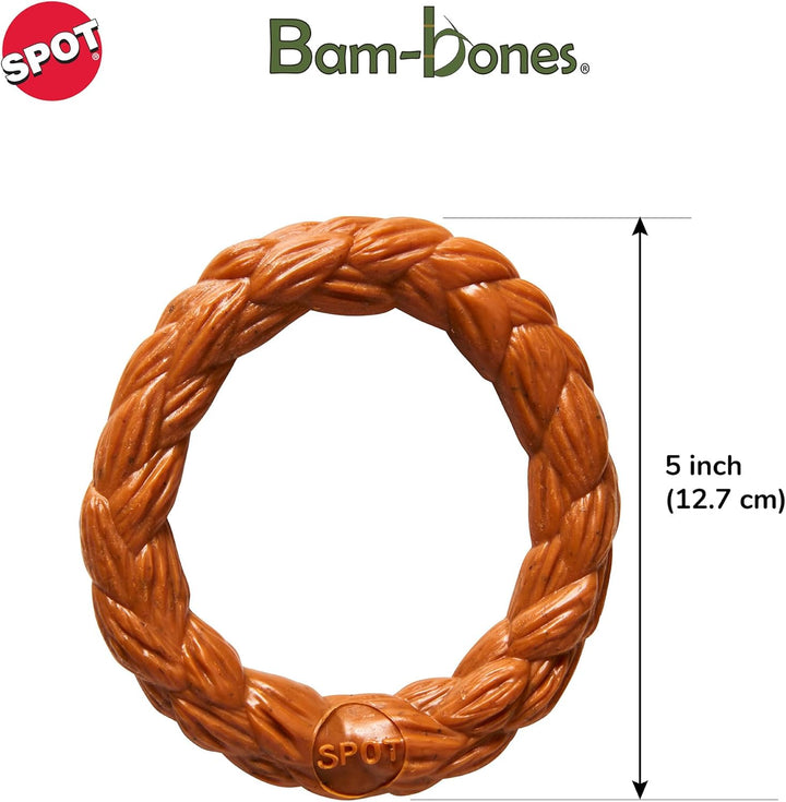 Bam-Bone Bamboo Braid Ring Dog Toy Hickory 5in