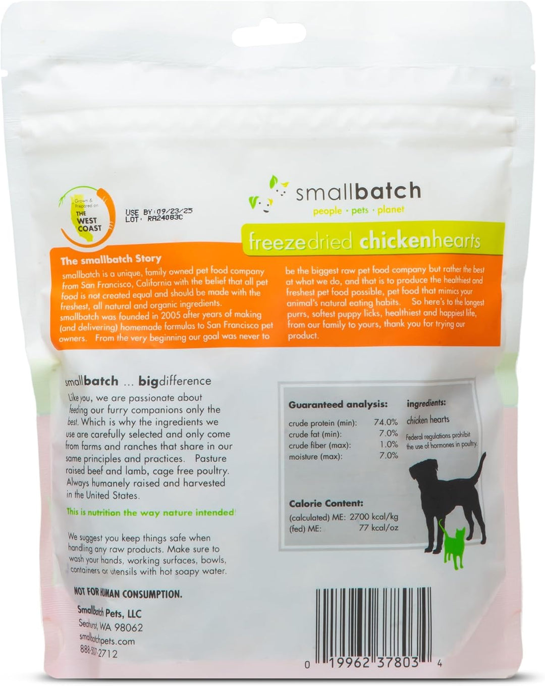 Freeze-Dried Chicken Hearts - Small Batch Premium Dog Treat in 3.5oz Resealable Packaging