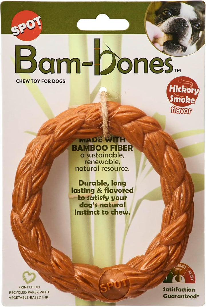 Bam-Bone Bamboo Braid Ring Dog Toy Hickory 5in