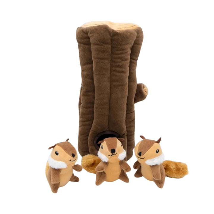 ZippyPaws Zippy Burrow Dog Toy Chipmunks Log