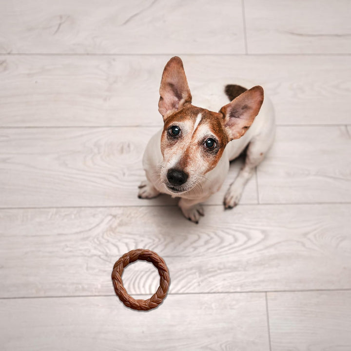 Bam-Bone Bamboo Braid Ring Dog Toy Hickory 3in