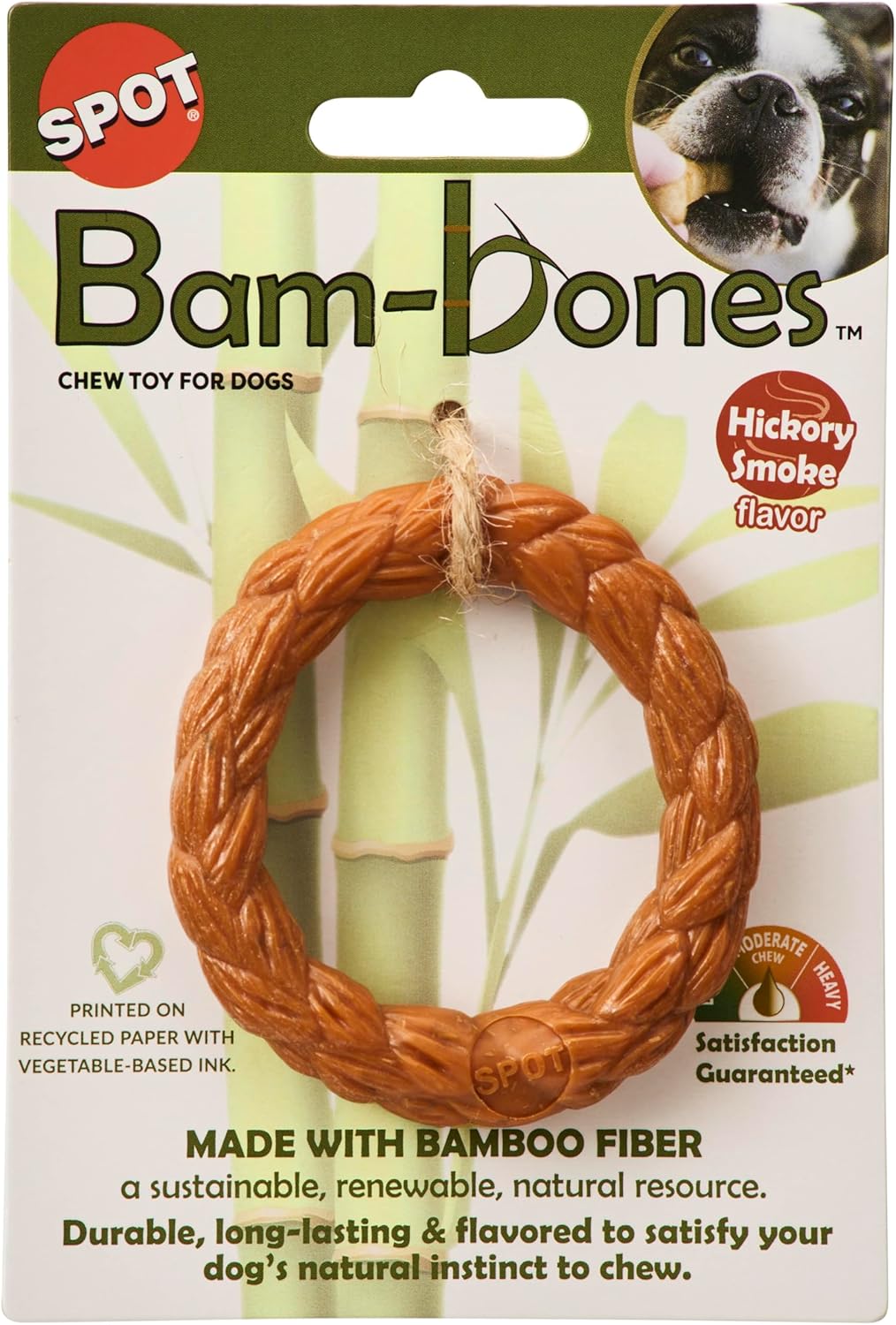 Bam-Bone Bamboo Braid Ring Dog Toy Hickory 3in