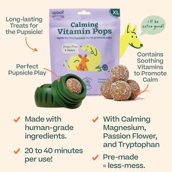 Dog calming vitamin pops with soothing ingredients for promoting calm