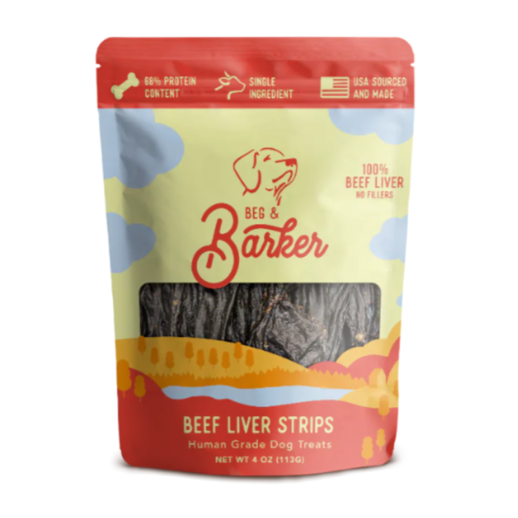 Beg & Barker Beef Liver Strip Dog Treats 4oz