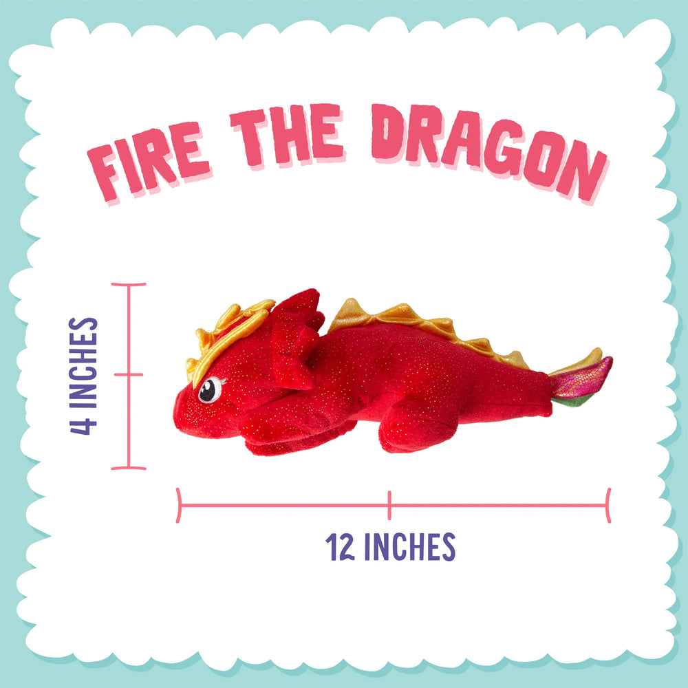 Plush Dragon Dog Toy
Vibrant red plush toy dragon measuring 12 inches long and 4 inches tall, with detailed features and a playful design perfect for dogs to enjoy.